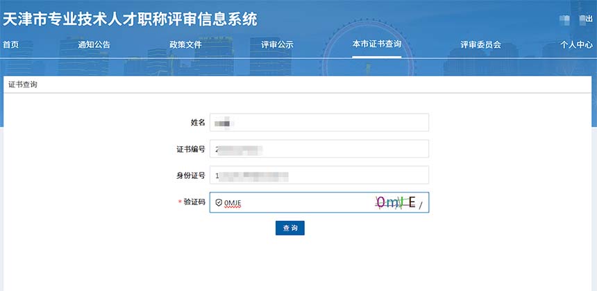 职称证书查询